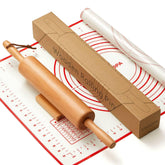 ESDOPA classic wood rolling pin with wood base for stable rolling