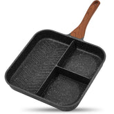 ESLITE LIFE top view of 11-inch divided grill pan, showcasing spacious interior