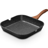 ESLITE LIFE 9.5-inch grill pan with nonstick granite coating for easy release and cleanup.