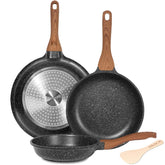 ESLITE LIFE nonstick ceramic frying pan set on stove, easy egg release and cleanup