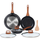 ESLITE LIFE nonstick ceramic pans set front view for easy cooking