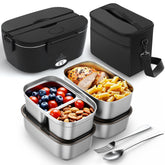 ESOHOT heated lunch box front view showing 120W fast heating for hot meals