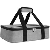 Esouler insulated casserole carrier in grey exterior keeps meals warm or cool.