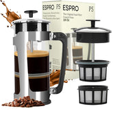 ESPRO P5 double microfilter delivers grit-free, smooth coffee with every press.