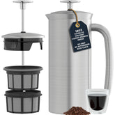 ESPRO P7 general view of brushed stainless steel French press for durability