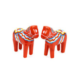 Essence of Europe Gifts Dala Horse salt and pepper shakers for durable kitchen use.