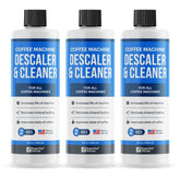 Essential Values coffee descaler 8oz bottle pour keeps machines clean and flavorful.