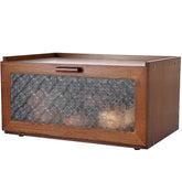 ETMI Vintage Bread Box with bamboo frame and door-view for easy bread visibility.