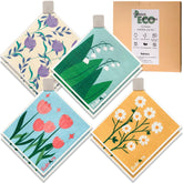 Eulnars Swedish dishcloths 8-pack on a kitchen counter, highly absorbent and reusable.