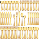 EUIRIO 60-piece gold silverware set for 12, elegant dinner for gatherings