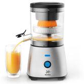 Eurolux electric citrus juicer in stainless steel front view, quick juice extraction.