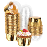 EUSOAR gold cupcake cups with lids for oven baking and portioning.