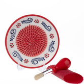 EVANILIFE ceramic garlic grater plate top view with handmade glaze and elegance.
