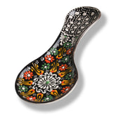 EVANILIFE handmade ceramic spoon rest on stove top, keeps countertops clean.
