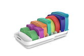 EVERIE lid organizer extended in side view showing extendable length for lids