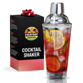 Everyday Cocktail 14oz glass shaker viewed from the side showing clear measurements for precision.