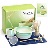 Evoio Matcha Set ceramic bowl close-up with vibrant glaze