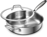 EWFEN 12 inch tri ply frying pan front view shows durable build and even heat for searing.