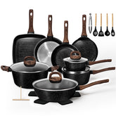 EWFEN 25-piece cookware set showcased for versatile kitchen use and organization