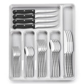 EWFEN 49-piece silverware set for eight diners with organized drawer storage.