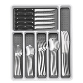 EWFEN 49-piece silverware set with organizer keeps drawers tidy for family meals.