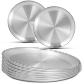 EWFEN 8-pack stainless steel plate set for durable outdoor dining