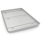 EWFEN half-sheet pan with rack—front view, warp-resistant bakeware for even heat.
