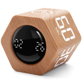 Exlliy Productivity Timer wood grain front view for elegant desk setup