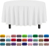 Exquisite 12-pack white round tablecloths 84in covering tables at events