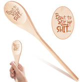 EYEOO long-handle wooden spoon for easy stirring in deep pots.