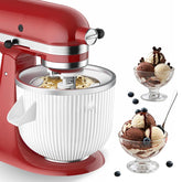 Ezato ice cream maker attachment front view compatible with KitchenAid for quick, creamy results.