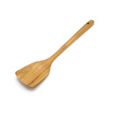 FAAY teak wok spatula with long handle designed for easy stir-frying and nonstick protection.