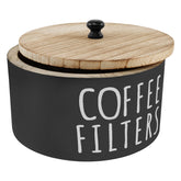 FALESOUL Coffee Filter Holder with bamboo lid keeps filters organized and dust-free.