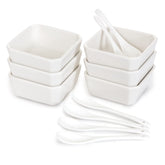 FAMHH 6oz white porcelain bowls ideal for sauces and desserts on any table.