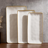 Famiware rectangular serving platter large size on table, ideal for turkey.