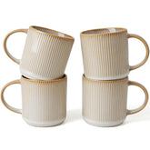 famiware star 12oz mug set: four durable stoneware cups for daily beverages