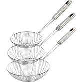 Fancymay spider strainer collection in three sizes for versatile cooking tasks.