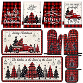 Fanfanwin Christmas placemats add festive decor and surface protection.