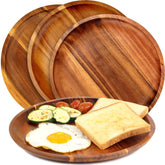 Fanichi 11-inch wooden plates set ready for family dining with sturdy presentation