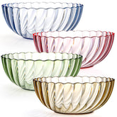 Fasmov 4-pack blue-striped bowls, ideal for salads and dips during gatherings.
