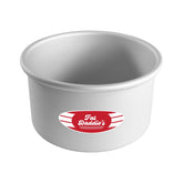 Fat Daddio's anodized round cake pan front view, showing durable 16-gauge construction.