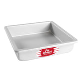 Fat Daddio's PSQ-882 front view square cake pan, ideal for layered cakes