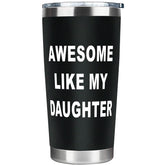 Fatbaby Dad Tumbler front view highlights a sleek stainless steel design for daily use