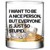 Fatbaby funny whiskey glass with humorous message offers a fun desk accessory for gatherings.