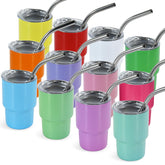 FECBK 3oz mini tumbler with lid and straw for on-the-go sipping.