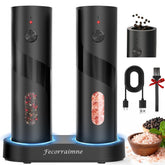 Fecorraimne electric salt and pepper grinder with top-loading refill for mess-free seasoning.