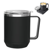 Felibeaco 16oz heated mug on a warmer with flat bottom for rapid heating