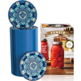 FENRIR 50-piece regular-mouth lids in blue-green for airtight sealing and fresh storage.