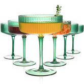 FERAHI ribbed coupe glasses 10 oz for cocktails and entertaining