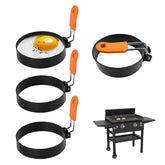 Fevbcnrj egg ring on Blackstone griddle forming perfect rounds